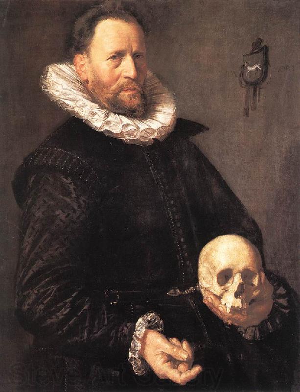 HALS, Frans Portrait of a Man Holding a Skull s Norge oil painting art